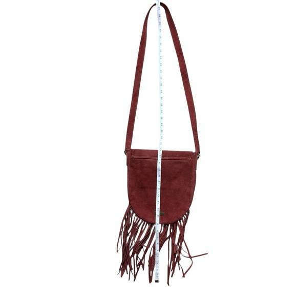 Alternative Suede Fringe Rust Crossbody Purse Bag - Picture 8 of 10